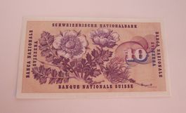 Banknote 10 Fr. 1974  (ungefaltet)  (beachte Serien-Nummer)