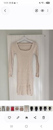 Strickkleid Beige gerippt – Gr. S / M 