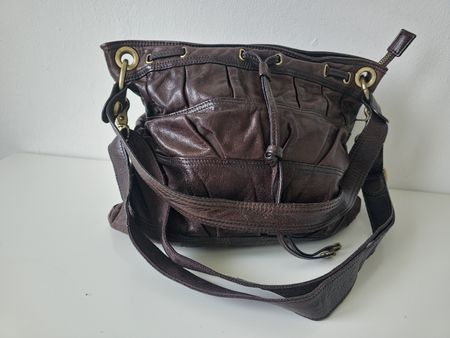 Naviboot Hand - Umhängetasche Leder dunkelbraun