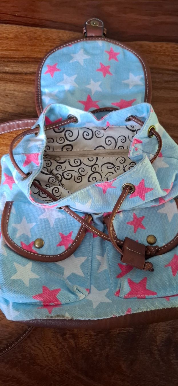 Borse & Zaini: Rucksack Sternenmuster Blau Pink Weiss – Usato da Richterswil venduto da Palmer2012 2