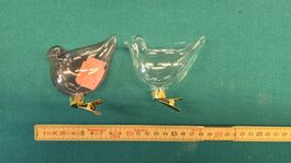 2 Glas Vögel Deko 