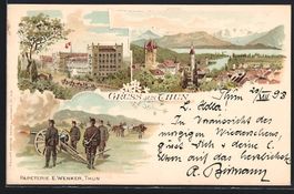 Litho Thun, Ortsansicht aus der Vogelsch
