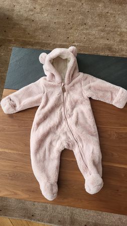 Combinaison pilote bébé chaude rose nounours, taille 68.