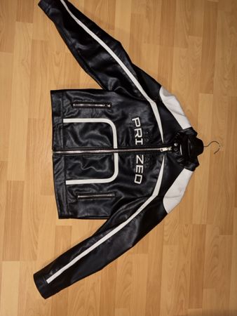 Kunstlederjacke schwarz weiss Grösse L 