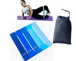 5 bandes élastiques pour fitness, musculation avec sac.
