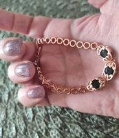 585 ROSAGOLD VERGOLD.BLÄCKZIRKONIAST. KETE-ARMBAND19 cm. MP