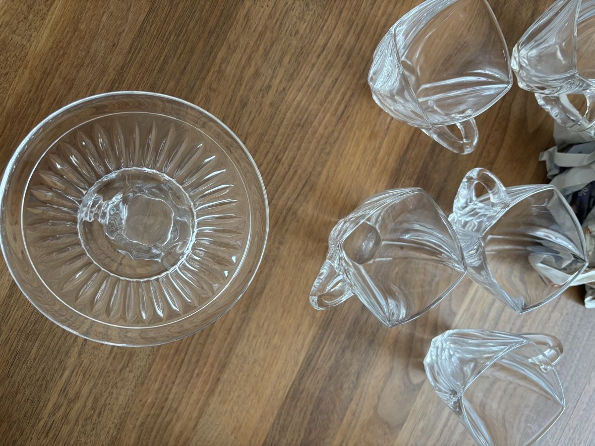 Set di piatti: Glas Tassen mit Unterteller – Usato da Kesswil venduto da Branca-01 3