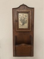 Wandschrank Holz mit Blumenbild Schlüsselkasten antik