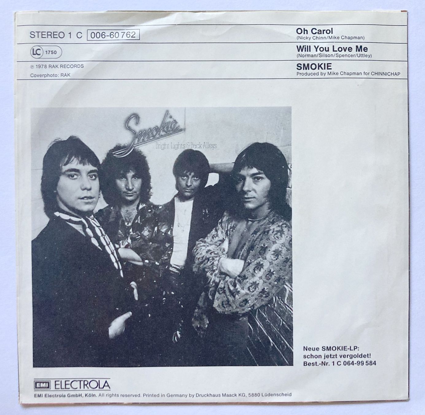 Dischi in vinile: SMOKIE - OH CAROL – Usato da Bottens venduto da hotter-than-hell 1