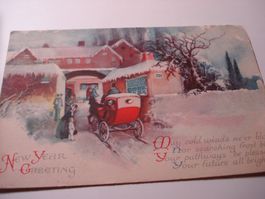 Neujahrskarte USA - Schweiz, 1926, farbig
