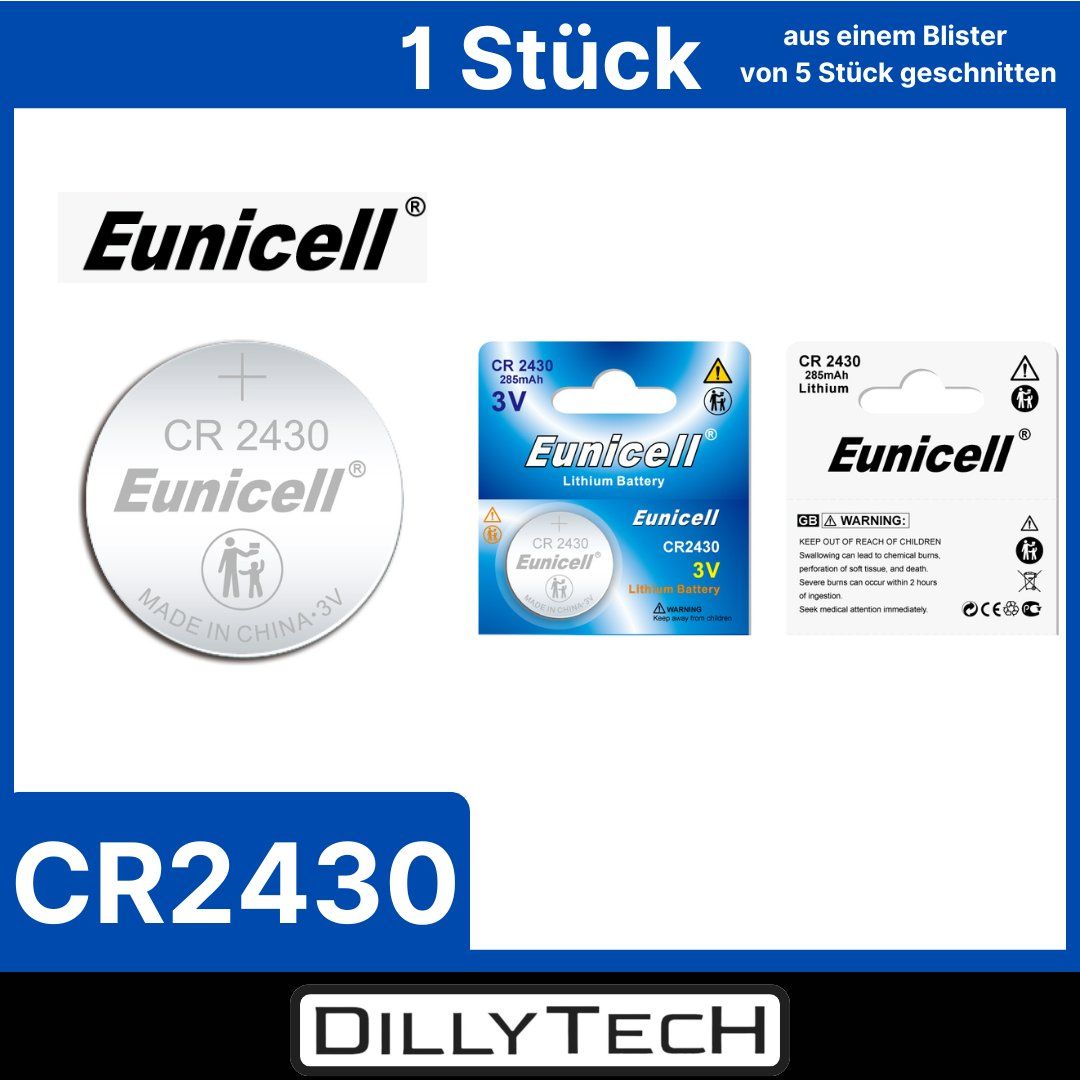 Caricatori & Batterie: Eunicell CR2430 Knopfzellenbatterie - 1 Stk. – Nuovo e nell'imballaggio originale da Meilen venduto da DillyTecH
