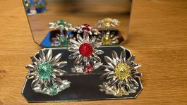Vintage 3 Swarovski Kristall-Marguerite-Gänseblümchen