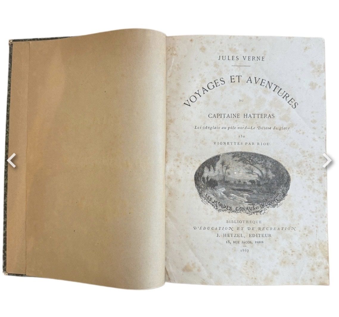 Libri: Voyages cap. Hatteras, Jules Verne, Hetzel, EO, 1867 – Usato da Genève venduto da manu1206 2