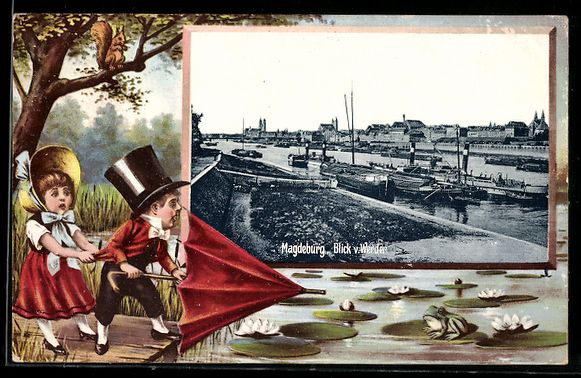 Cartoline postali: Grusskarten-AK Magdeburg, Blick von Werd – Usato da Berlin venduto da bartko-reher
