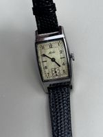 Mido Damenuhr Rechteckig Vintage Edelstahl Armband Leder