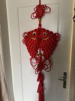 Rote Glücks-Fische / Wandbehang / Dekoration / geknüpft