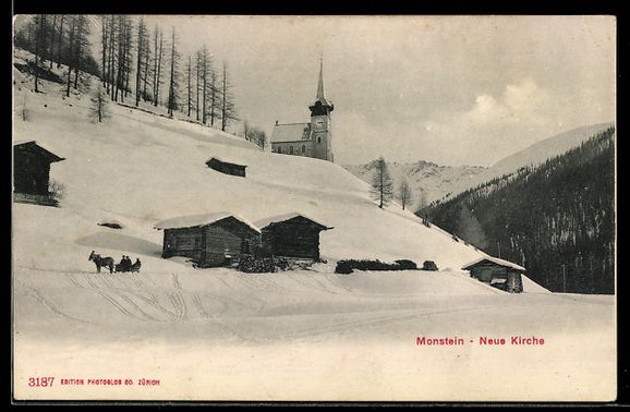 Cartes postales: AK Monstein, Neue Kirche – D'occasion à Berlin par bartko-reher