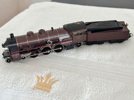 Dampflokomotive Modellbahn braun.