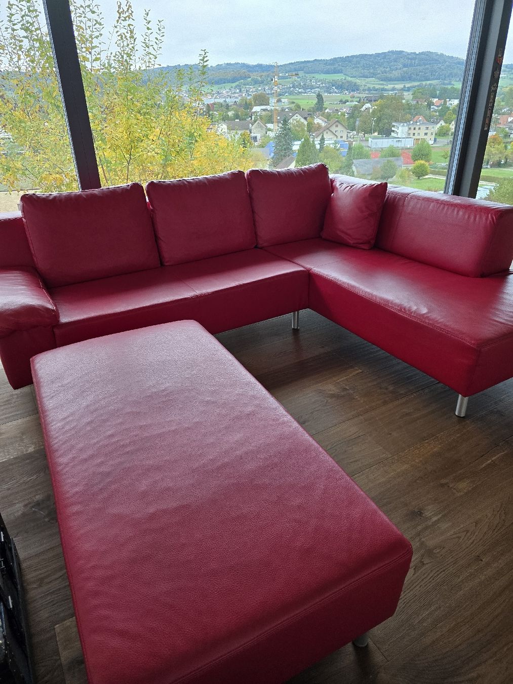Sofas: Leder Eck Sofa rot – D'occasion à Seon par Ninorico 1