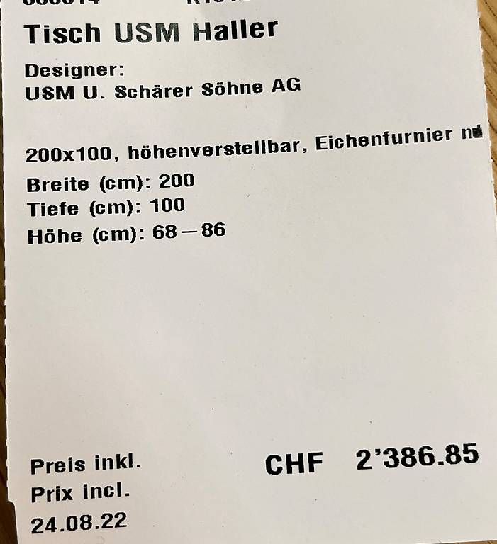 Tavoli: Tisch USM Haller, Eichenfurnier, 200 x 100 cm – Usato da Bern venduto da daskannweg 3