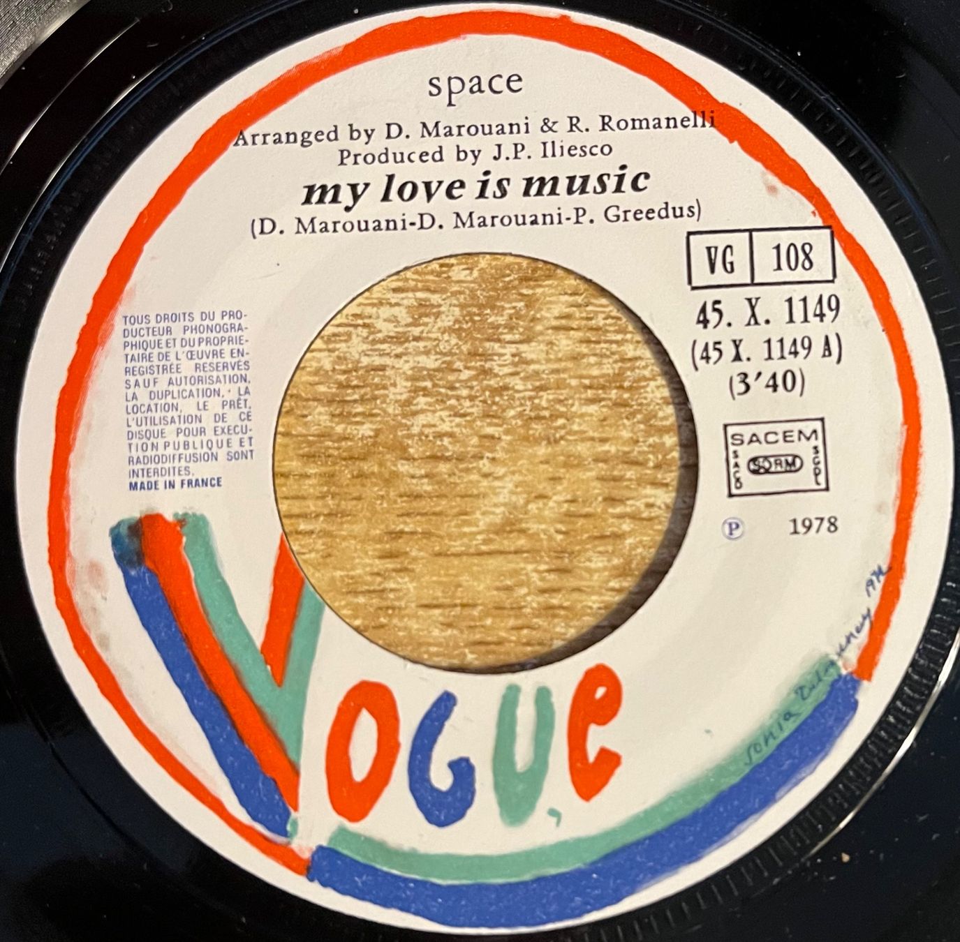 Schallplatten: SPACE - MY LOVE IS MUSIC – Gebraucht aus Bussigny von vinyl-pas-cher 2
