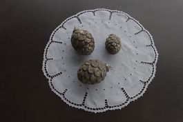 3er-Set Zapfen aus Ton, ein Hauch Gold/Glitzersteine, neu!