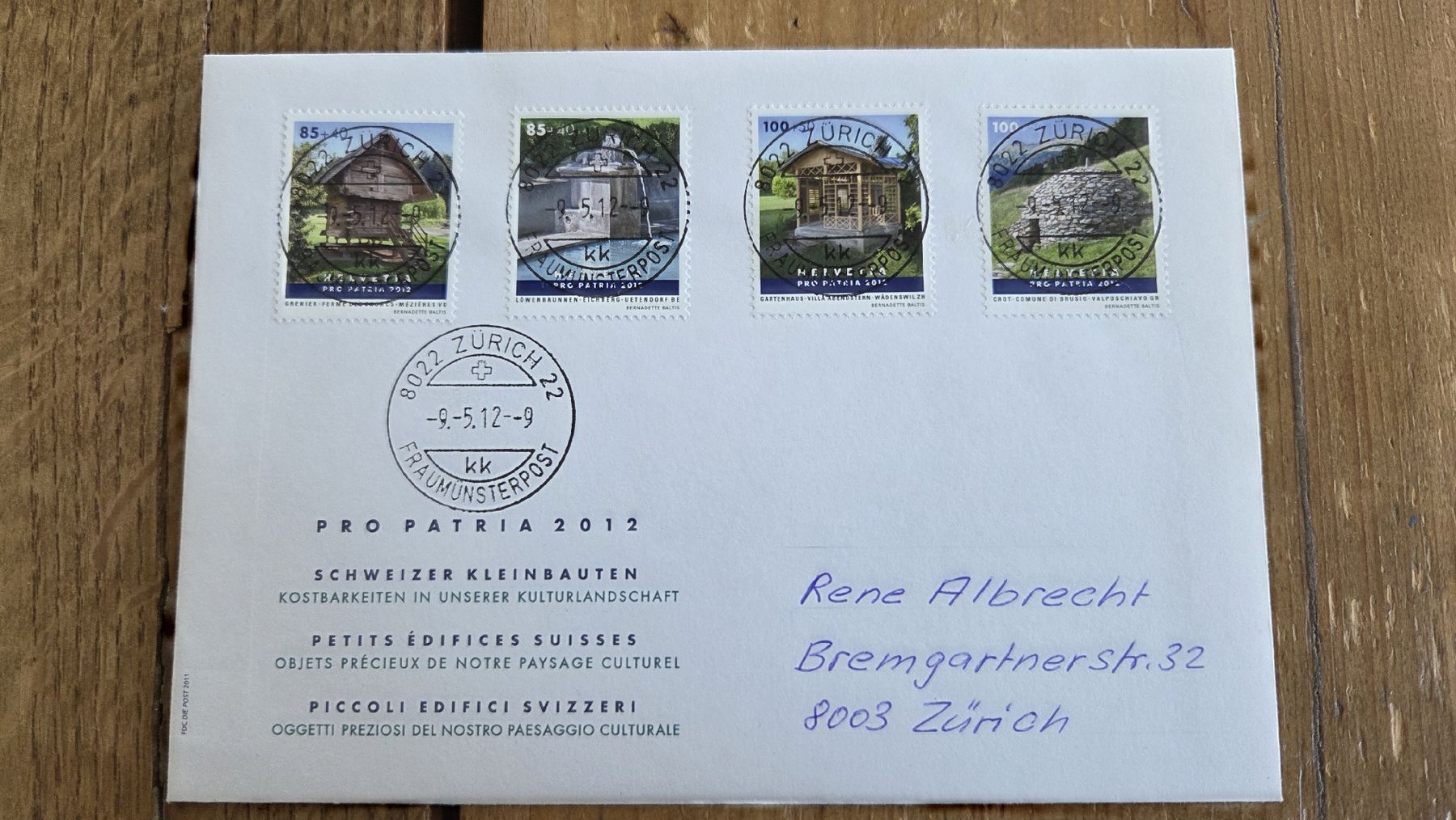 Alle Briefmarken: 2012 FDC Vollstempel Pro Patria – Gebraucht aus Arni AG von Moth68