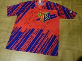 Vintage Trikot FC Basel mit Unterschriften FCB