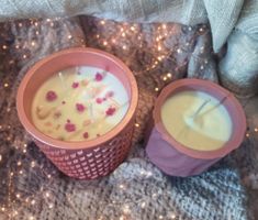 Candela decorativa in vaso rosa, 2 pezzi,  fatte a mano