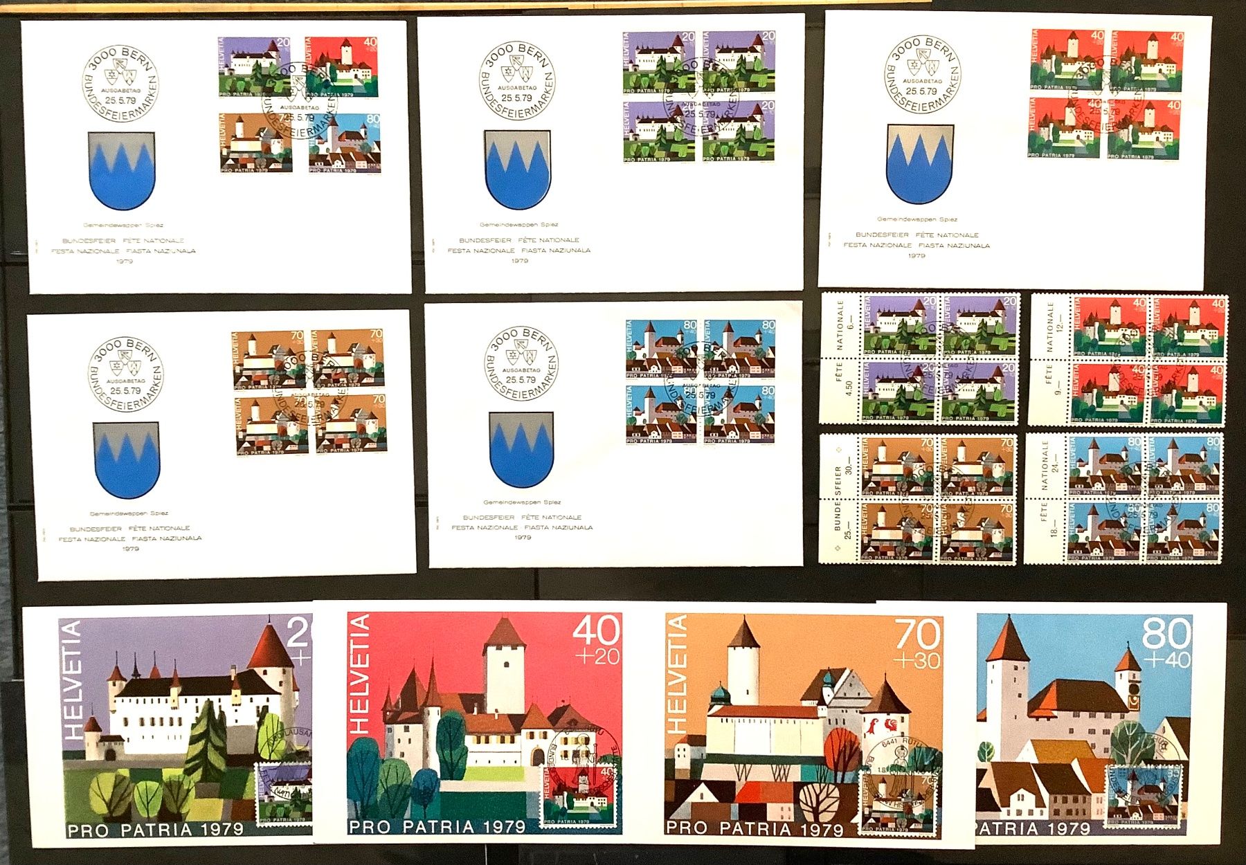 Tutti i francobolli: 1979 Pro Patria - FDC + MK+ Viererblock ET – Nuovo (secondo la descrizione) da Liestal venduto da Pep3