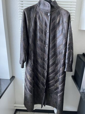 Ledermantel Suter Gr. 40 braun gemustert Fellfutter