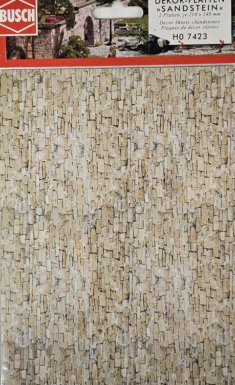 Busch 7402 Klinkersteine-Mauer, H0 (1:87), 250x140 Mm – Selbstklebend, Mit Naturgetreuer Oberfläche