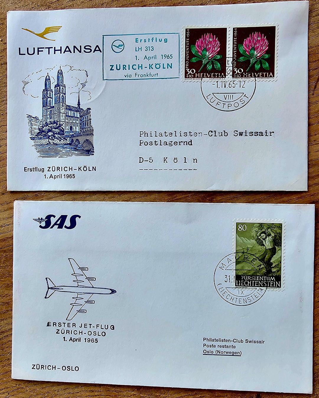 Alle Briefmarken: SAS/Lufthansa 2 Erstflug Briefe – Gebraucht aus Les Valettes von Nuba1