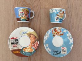 2 Espressotassen mit Untersetzer (Kelloggs Vintage)