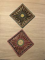 2 Untersetzer 60er / 70er Jahre  Vintage Blumenmuster