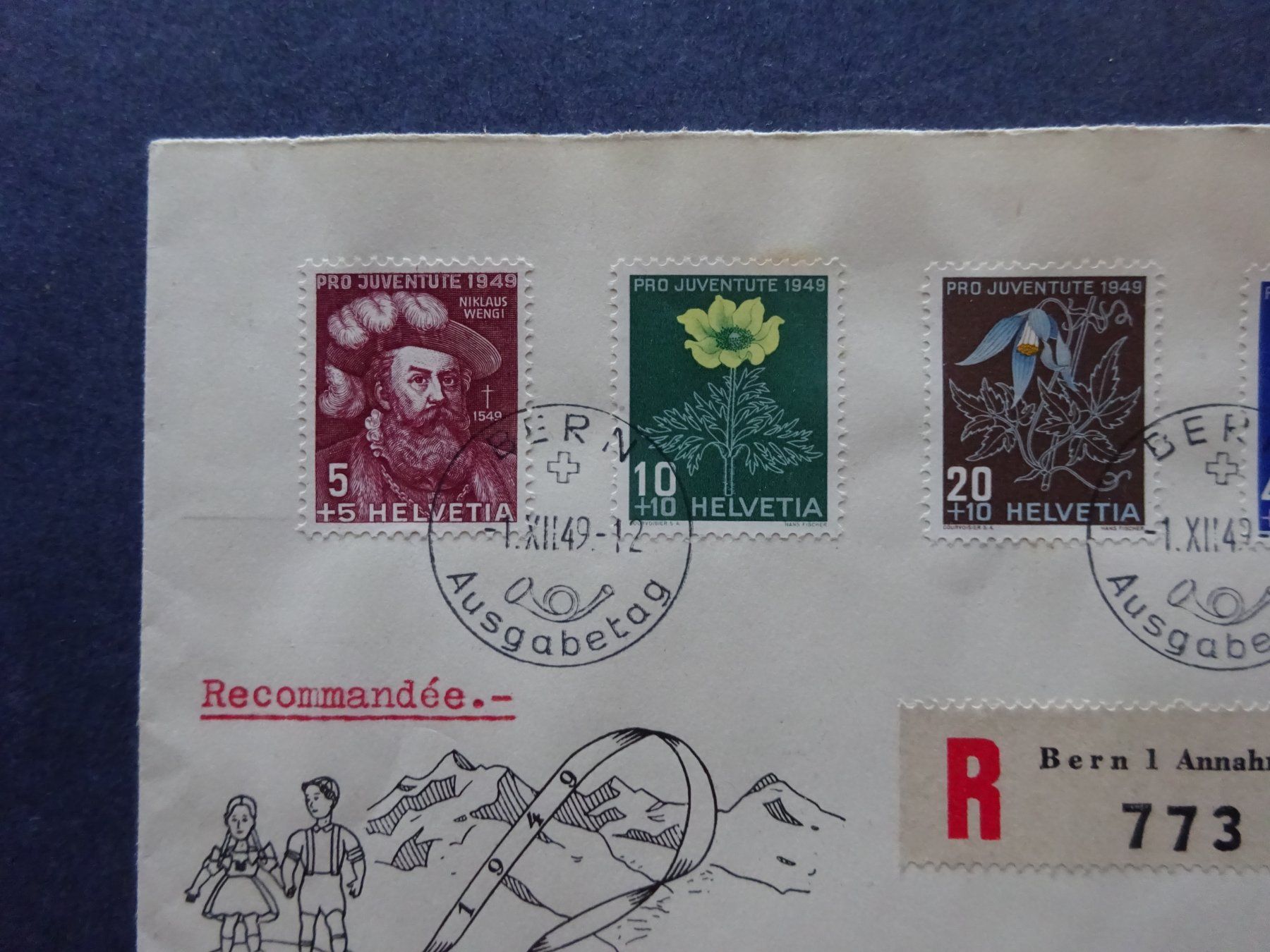 Tutti i francobolli: 1949 Pro Juventute FDC BERN Illustriert – Usato da Appenzell-Steinegg venduto da adi1975 2