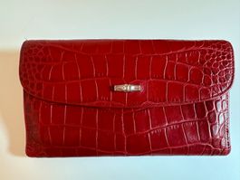 Longchamp portefeuille Le Roseau croco rouge