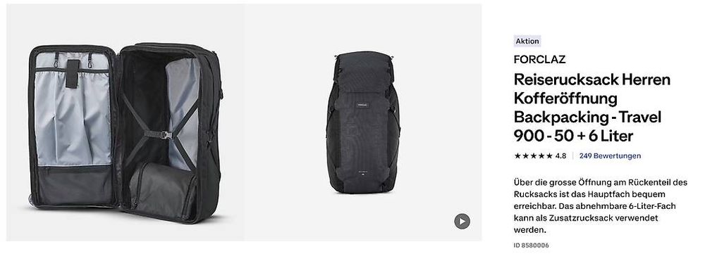 Reiserucksack Forclaz Travel 900 Herren 50+6L (Gebraucht) in Embrach fr  CHF 60  nur Abholung auf Ricardo kaufen
