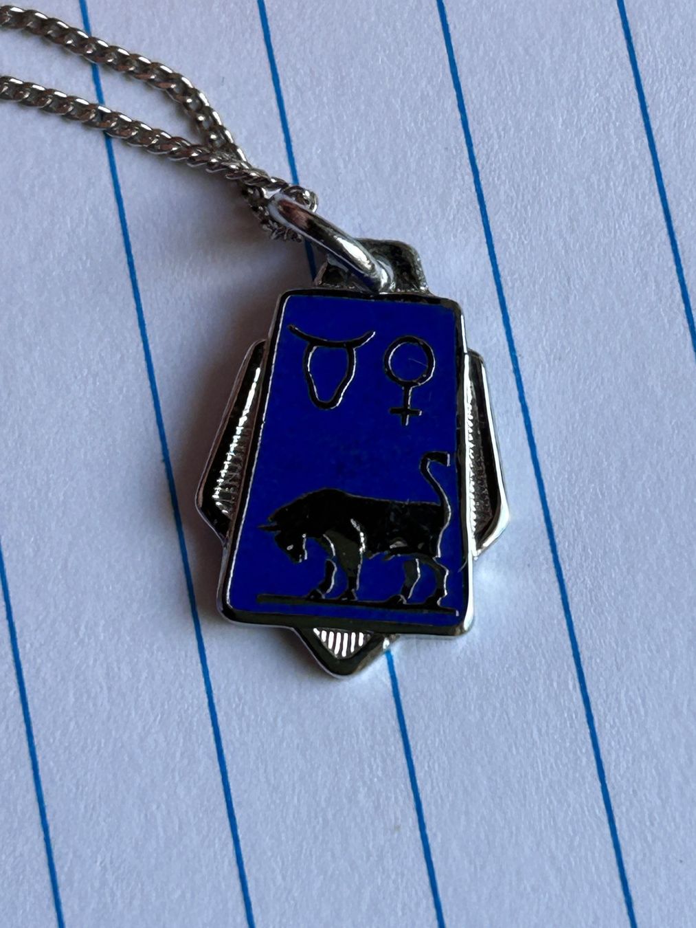 Catenine: Silberkette mit STIER Anhänger BLAU – Usato da Laufen venduto da belleskulptur 3