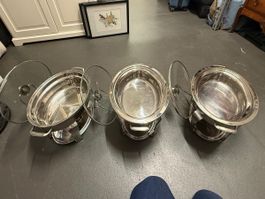 3 Chafing Dishes aus Edelstahl, 3,9 Liter, gebraucht
