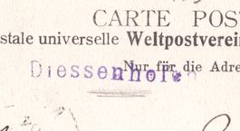 Kleiner Stabstempel Diessenhofen 1904 AK nach Frankreich