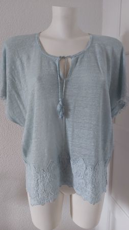 Sommerliches Leinen-Shirt NILE  mit Spitze, mint Farbe