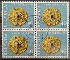 1974 PP Golde Gewandschliesse Viererblock Vollstempel