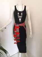🤩BOHO-CHIC HANDGEMACHTER ETHNO GÜRTEL SCHWARZ-ROT & MÜNZEN