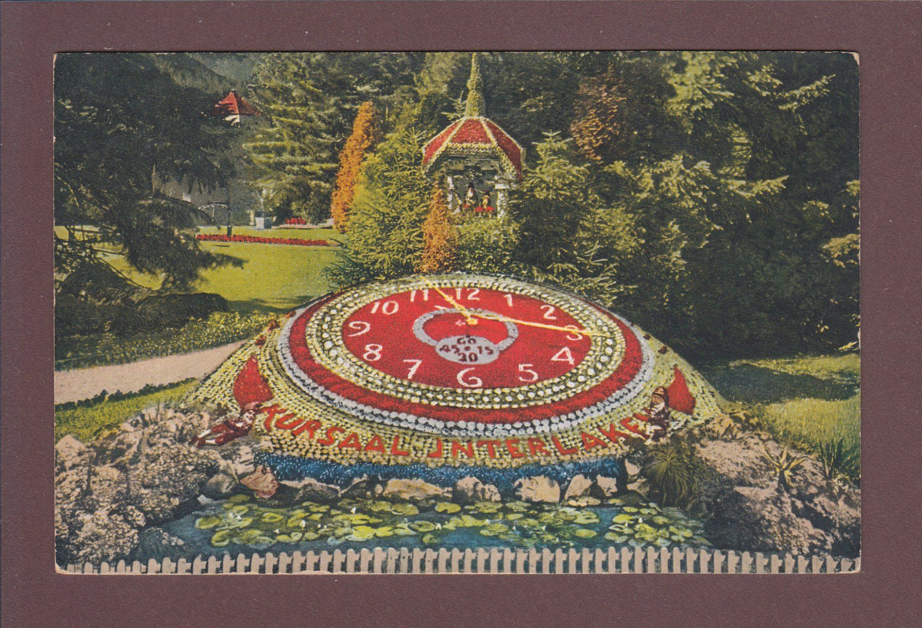 Cartoline postali: INTERLAKEN - Kursaal - Blumenuhr – Usato da Pully venduto da nicecards