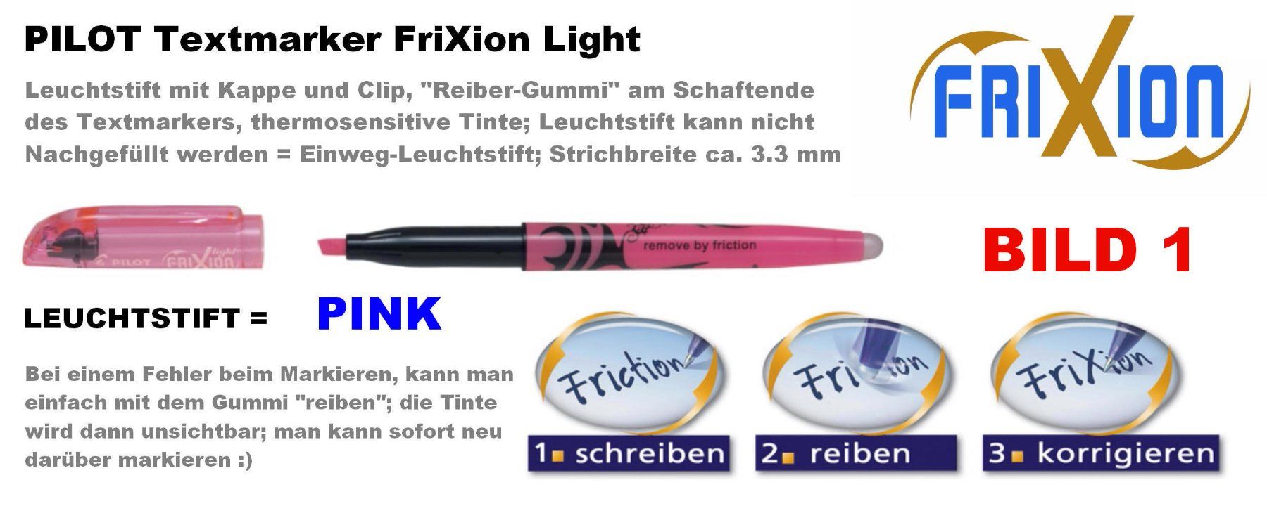 Pilot Penna & Evidenziatori: Pilot Leuchtstift Marker ** Frixion LIGHT ** PINK – Nuovo (secondo la descrizione) da Strengelbach venduto da Mozi1