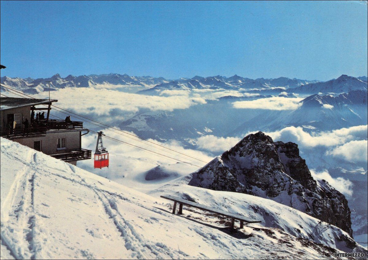 Cartoline postali: Flims GR // Luftseilbahn Cassons Cassonsgrat Bergstation – Usato da Basel venduto da intermezzo12