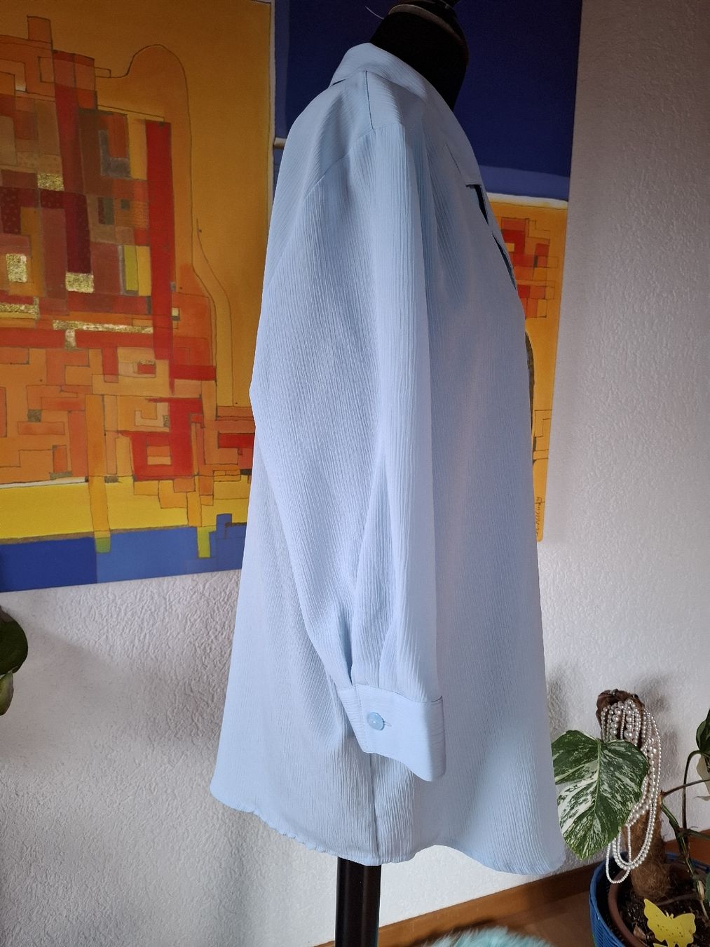 Camicette: Bluse Damen Gr 46 La Cara Hellblau Crinkle-Stoff 3000 – Usato da Vinelz venduto da sonnenmond77 4