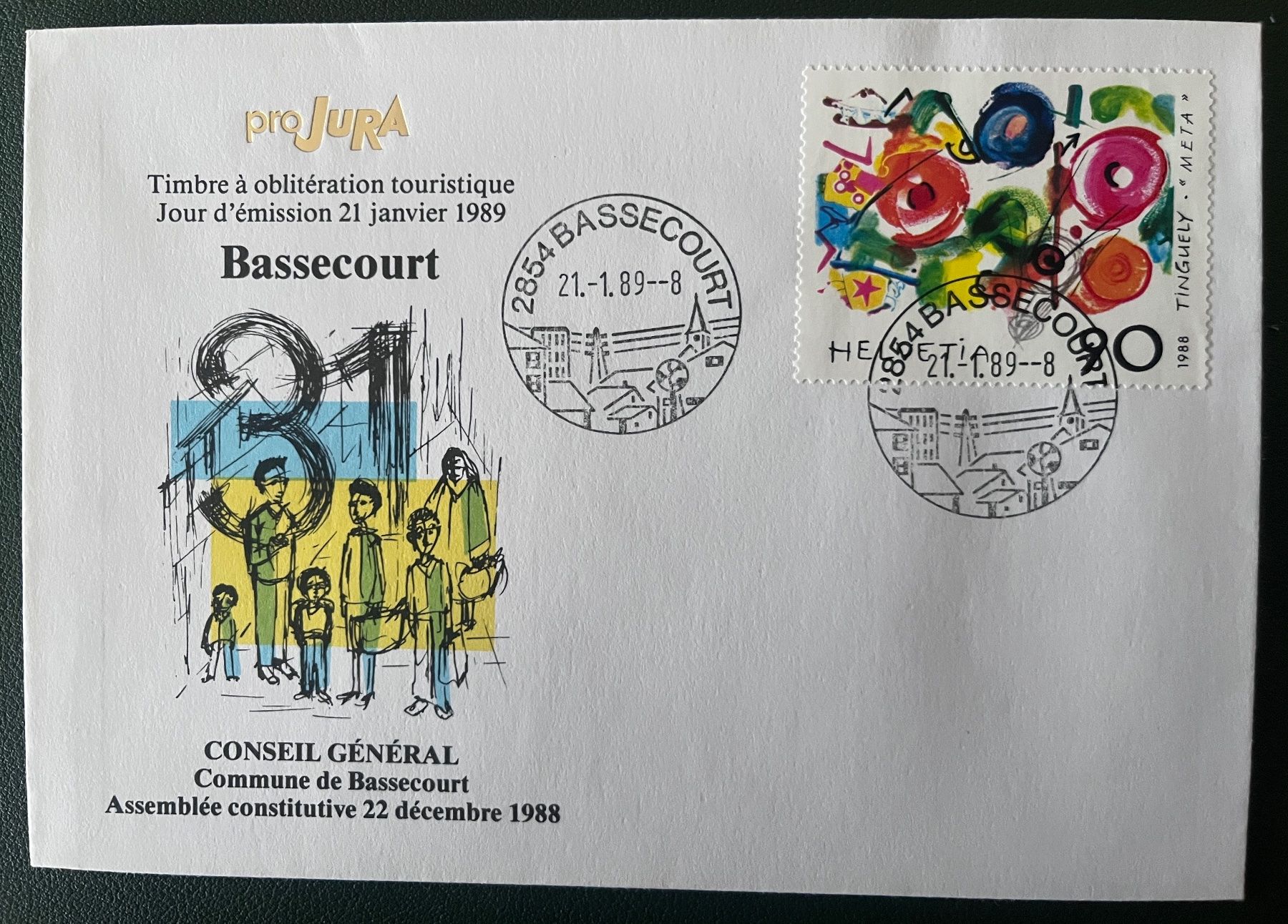 Tutti i francobolli: ET Pro Jura Bassecourt 21.1.1989 – Usato da Biberist venduto da Edelfloh
