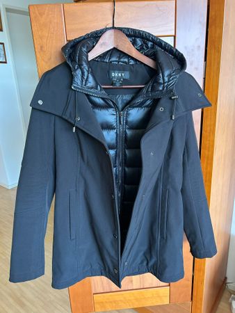 Elegante DKNY Designer-Jacke / Parka – Schwarz – Gr. XS